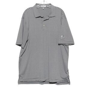 Peter Millar Summer Comfort Black Striped Polo Shirt Mens XXL Stretch NBC Sports